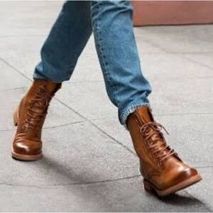 FRYE AND CO. Distressed Brown Leather Combat Boots